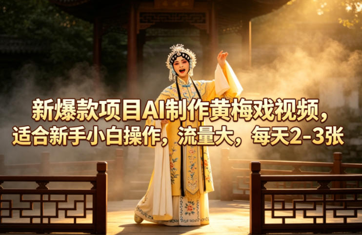 AI制作黄梅戏短视频副业 零基础新手易上手高流量变现玩法