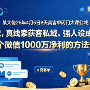 2026年8天高客单闭门课 老板IP公域获客私域成交落地方法论-雨叶虚拟资源网
