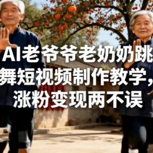 AI生成农村老人跳舞短视频制作教程 零基础上手涨粉变现-雨叶虚拟资源网