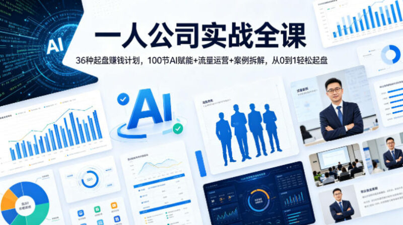 一人公司实战全课：36种起盘计划100节AI流量运营实操教学