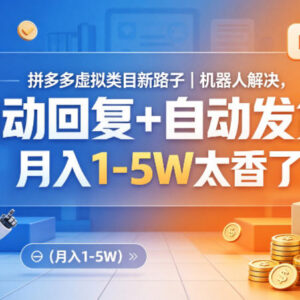 拼多多虚拟类目机器人运营方法 自动回复发货副业增收攻略-雨叶虚拟资源网