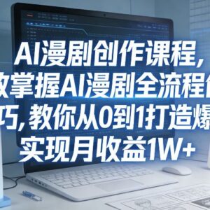 零基础AI漫剧创作全流程教学 从入门到变现实操课程-雨叶虚拟资源网