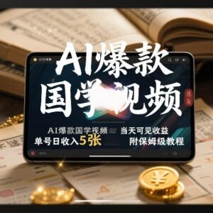 AI爆款国学视频起号实操方法 小白可上手附保姆级变现教程-雨叶虚拟资源网