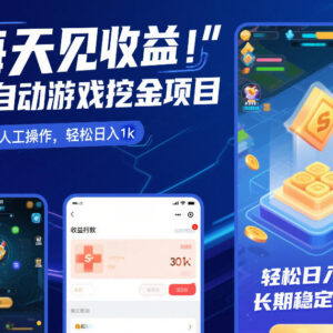 三款全自动游戏挖金项目介绍 无需人工操作可做长期稳定副业-雨叶虚拟资源网