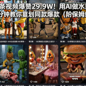 29.9万赞爆款水果狗血剧怎么做 AI制作全流程实操教程分享-雨叶虚拟资源网