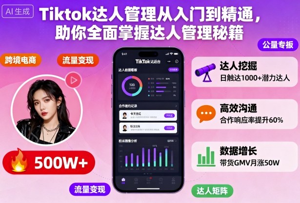 TikTok达人管理从入门到精通 全流程实操技巧学习指南