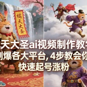 橘天大圣AI视频制作教学 4步掌握短视频快速起号涨粉技巧-雨叶虚拟资源网