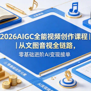 2026AIGC全能视频创作课 零基础学全链路技能可接单变现-雨叶虚拟资源网