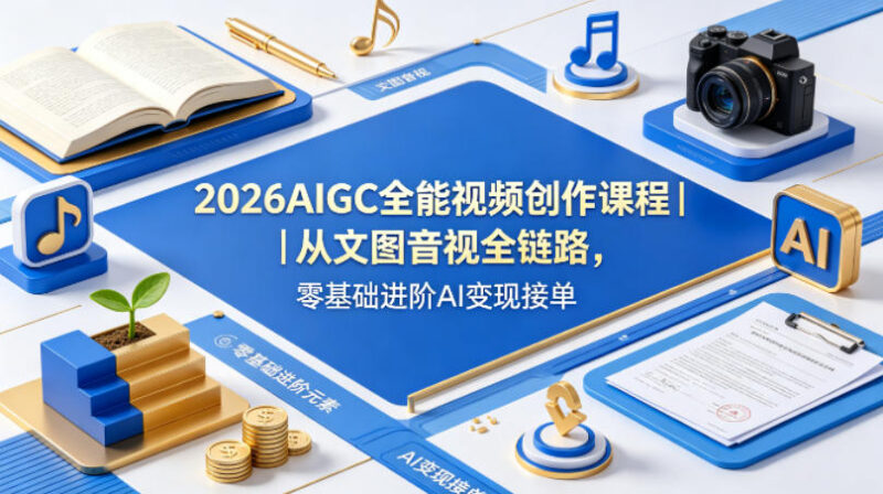 2026AIGC全能视频创作课 零基础学全链路技能可接单变现