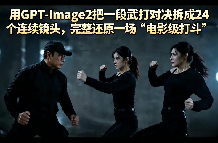 GPT-Image2实操教学：拆分武打对决为24个连续镜头还原电影级打斗