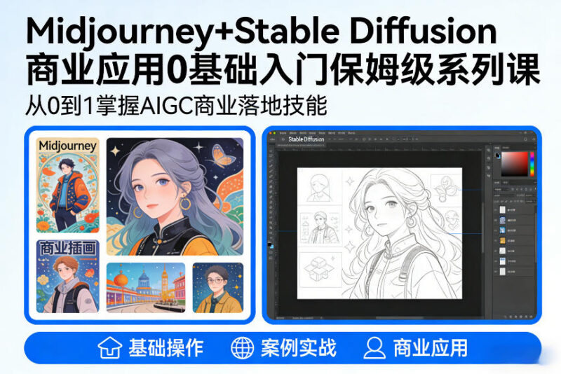 0基础入门Midjourney+Stable Diffusion AIGC商业应用保姆级教程