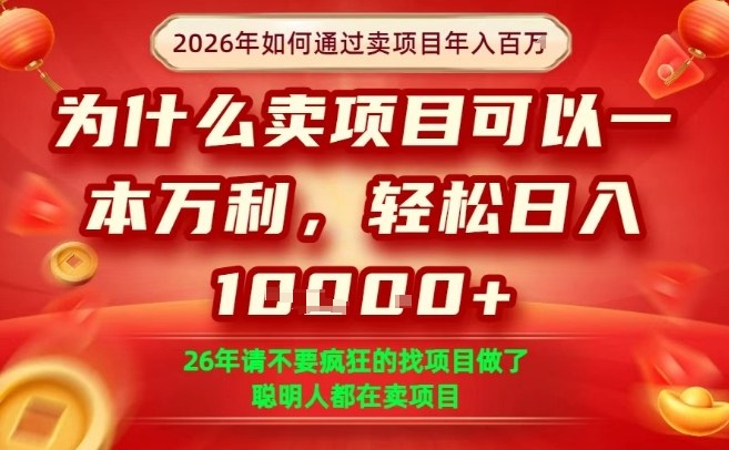 2026年卖项目年入百万实操攻略 单单净利润可达1000元以上