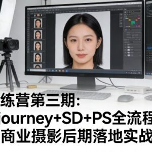 Midjourney+SD+PS全流程教学 AI商业摄影后期落地实战训练营-雨叶虚拟资源网