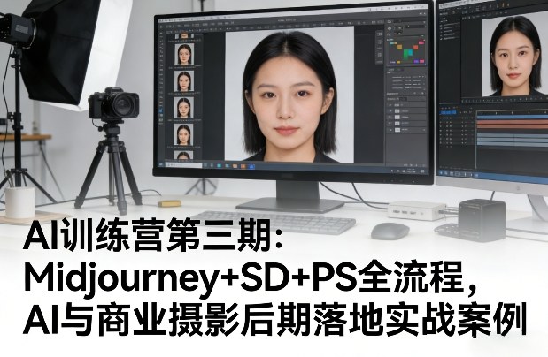 Midjourney+SD+PS全流程教学 AI商业摄影后期落地实战训练营