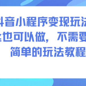 0粉丝零成本抖音小程序变现教程 多平台通用实操玩法详解-雨叶虚拟资源网