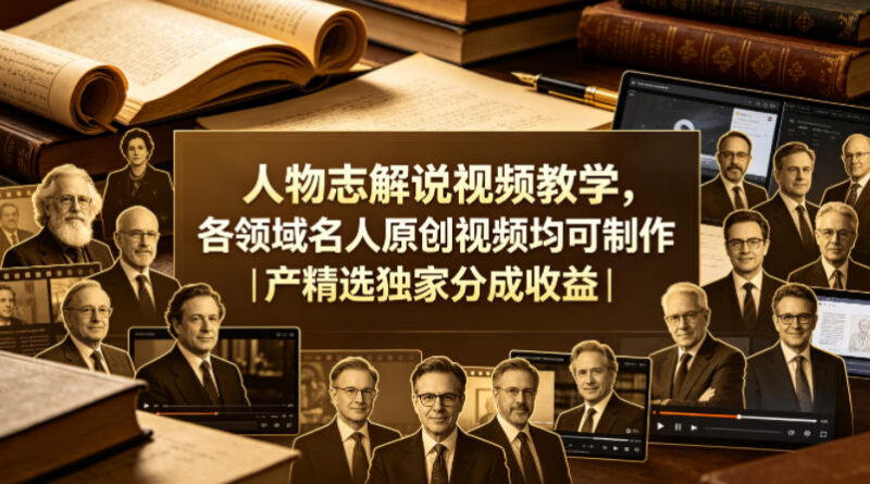 人物志解说视频制作教学 各领域名人原创视频可获独家分成收益