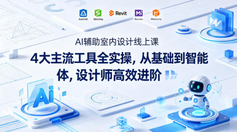 AI辅助室内设计线上课 4大工具实操从基础到智能创作全阶教学