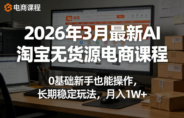2026年3月AI淘宝无货源电商课程 0基础可操作长期稳定玩法