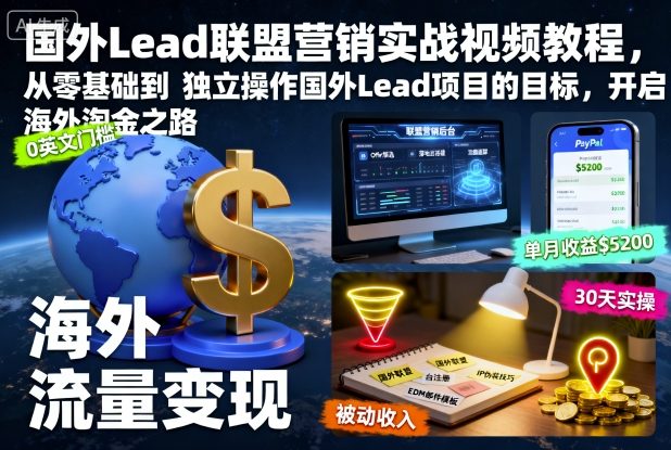 国外Lead联盟营销零基础实操教程 从入门到独立运营海外项目