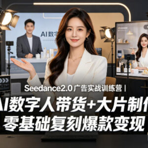 Seedance2.0广告实战营教程 零基础学AI数字人带货及大片制作变现-雨叶虚拟资源网