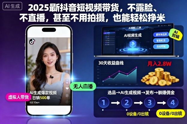 2025最新抖音短视频带货玩法 无需露脸直播拍摄即可实操