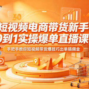 短视频电商带货新手0到1实操课 手把手教你爆单赚佣金技巧-雨叶虚拟资源网