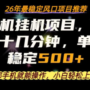 2026年稳定低门槛手机副业项目 每日十几分钟即可增加额外收入-雨叶虚拟资源网