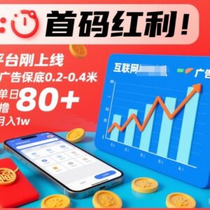 刚上线首码广告收益项目 单条0.2元起单机单日可赚80元以上-雨叶虚拟资源网