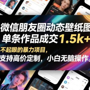 微信朋友圈动态壁纸变现项目解析 小白可操作单条收益超1500元-雨叶虚拟资源网