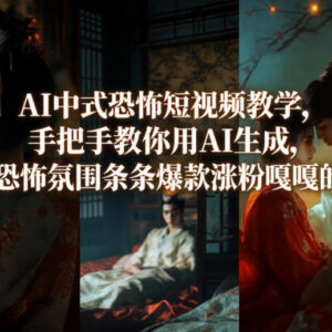 AI生成中式恐怖短视频实战教程 零基础学会打造爆款涨粉内容-雨叶虚拟资源网
