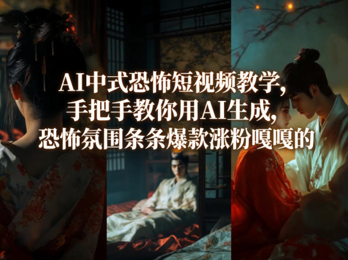AI生成中式恐怖短视频实战教程 零基础学会打造爆款涨粉内容