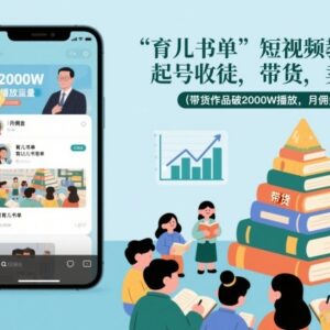 育儿书单短视频实操教程 起号卖书带货全流程教学-雨叶虚拟资源网