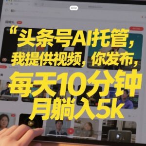 零技术低时间成本头条号托管副业 新手操作月入可达5000元以上-雨叶虚拟资源网