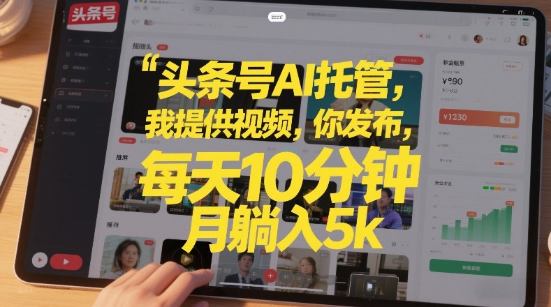 零技术低时间成本头条号托管副业 新手操作月入可达5000元以上