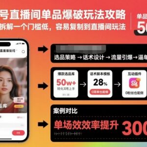 视频号直播间单品爆破玩法攻略 低门槛可复制运营技巧全解析-雨叶虚拟资源网