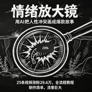 AI制作情绪放大镜视频全流程教程 低门槛爆款内容涨粉实操指南-雨叶虚拟资源网