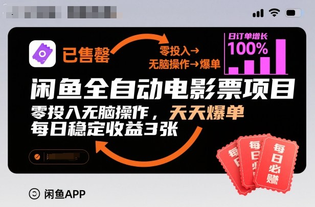 闲鱼全自动电影票项目玩法解析 零投入上手稳拿收益操作指南