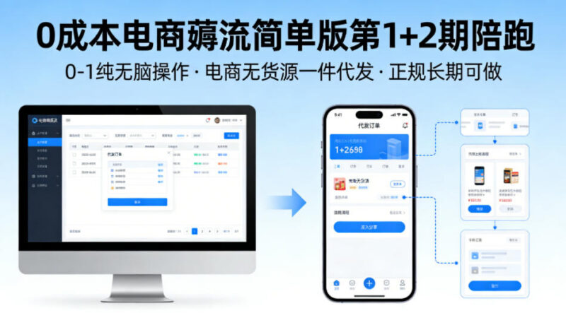 0成本无货源电商薅流两期陪跑教程 0基础无脑操作正规可长期做