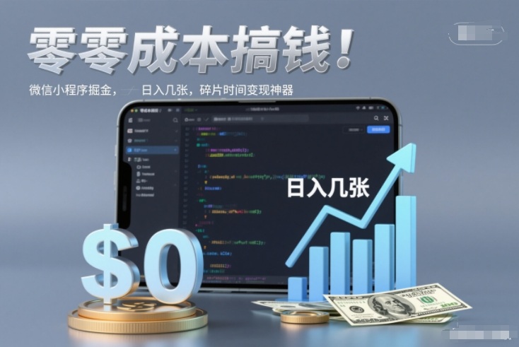 零成本微信小程序掘金副业 碎片时间可操作小白易上手