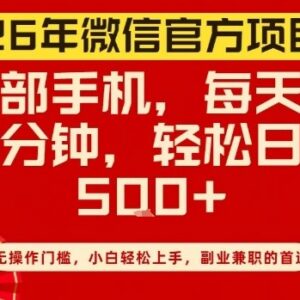 2026年微信官方低门槛手机副业 零基础可做日入数百实操指南-雨叶虚拟资源网