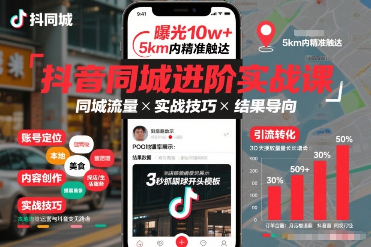 抖音同城进阶实战课 拆解算法逻辑教你拿到同城流量结果