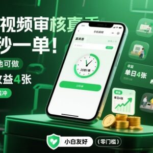 零门槛手机视频审核副业介绍 20秒一单单日收益可达400元-雨叶虚拟资源网