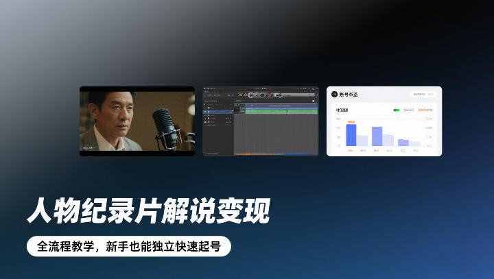 人物纪录片解说变现全流程教学 新手零基础可独立快速起号
