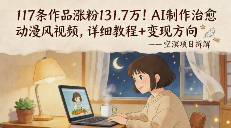 117条作品涨粉131.7万 AI治愈动漫风视频制作及变现教程