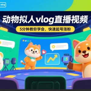 AI制作动物拟人vlog直播教程 5分钟学会快速起号涨粉方法-雨叶虚拟资源网