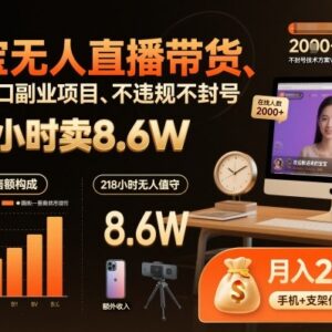 淘宝无人直播带货玩法拆解 低门槛不违规副业实操指南-雨叶虚拟资源网