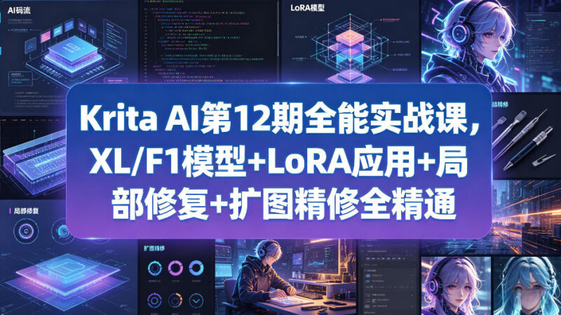 Krita AI第12期AI绘画实战课 XL/F1模型LoRA应用修图扩图全精通
