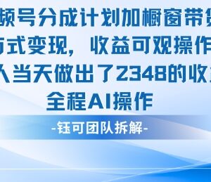 视频号分成计划+橱窗带货实操新玩法 新手易上手收益可观-雨叶虚拟资源网