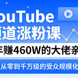 4年赚460W大佬亲授YouTube涨粉课 教你实现从零到千万级受众增长-雨叶虚拟资源网