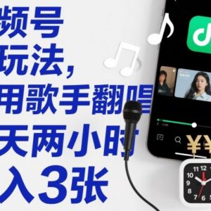 视频号歌手翻唱新玩法实操教程 低门槛新手副业每天2小时可上手-雨叶虚拟资源网